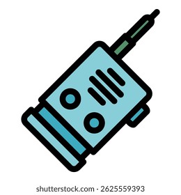 Mobile walkie talkie icon. Outline mobile walkie talkie vector icon color flat isolated