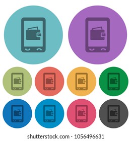 Mobile wallet darker flat icons on color round background