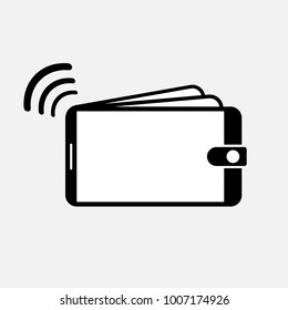 Mobile wallet, digital wallet icon, NFC payment vector illustration.