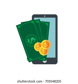 Mobile wallet, digital payment, isolated background, vector illustration.