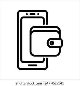 Mobile wallet electronic simple line icon