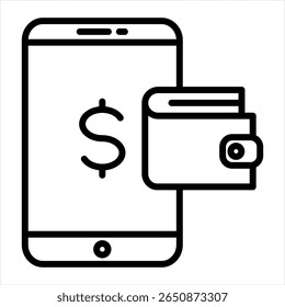 Mobile Wallet Features a Smartphone Combined with a wallet symbol