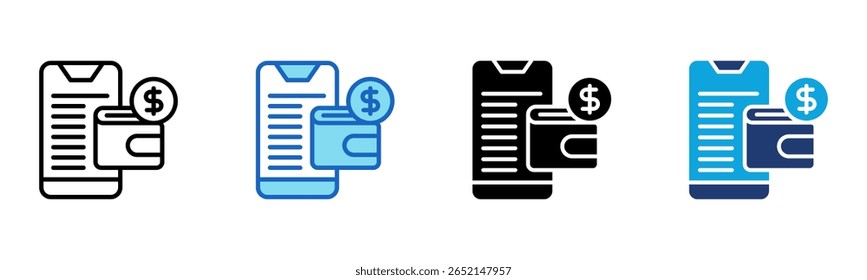Icono de billetera móvil Multi Style Ilustración vectorial