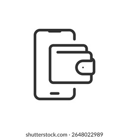 Mobile wallet, linear icon. Digital payment app. Line with editable stroke.