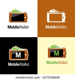 Mobile Wallet Logo and Icon. Vector Illustration. Playful logo featuring an icon of a wallet that is also a mobile phone/smartphone.