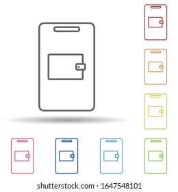 Mobile wallet in multi color style icon. Simple thin line, outline vector of mobile banking icons for ui and ux, website or mobile application