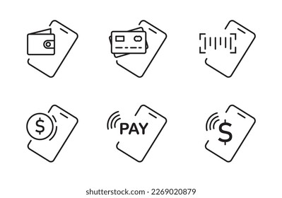 Mobile Wallet payment icon, money and payment symbol, dollar and cash for app web logo banner poster - Vector