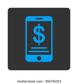 Mobile Wallet vector icon. This flat rounded square button uses white and gray colors and isolated on a white background.