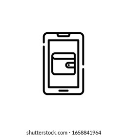 Ilustración de línea de vectores de billetera móvil. Icono de negocios y finanzas 