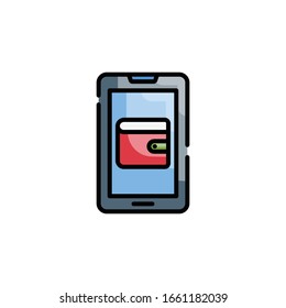 Mobile Wallet Vector Style illustration. Business and Finance Filled Outline Icon.