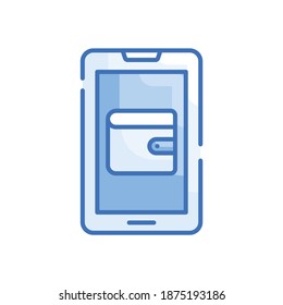  Mobile digitale Brieftasche, Vektorgrafik. Geschäfts- und Finanzwesen abgeschlossen Outline-Symbol. EPS10-Datei