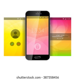 Mobile Wallpaper App Application Lockscreen Lock Screen Incoming Call Music Playback Background Template Mockup