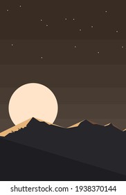 Mobile wallpaper in modern minimalist abstract. Nature flat design landscape background. vector illustration