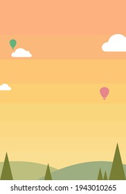 Mobile wallpaper in modern minimalist abstract. Nature flat design landscape background. vector illustration