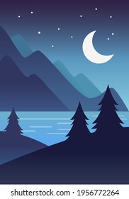 Mobile wallpaper in modern minimalist mountain abstract. Nature flat design landscape background. vector illustration