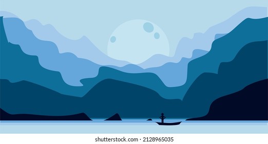 Papel de pantalla móvil. El paisaje natural de diseño llano. ilustración vectorial