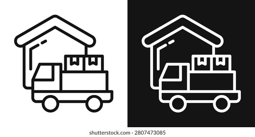 Mobile Warehouse Icon In Black And White Line Style