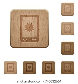 Mobile warranty on rounded square carved wooden button styles