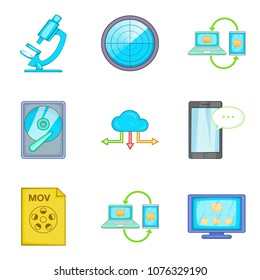 Mobile way icons set. Cartoon set of 9 mobile way vector icons for web isolated on white background