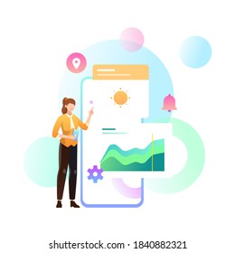 mobile weather app concept flat design