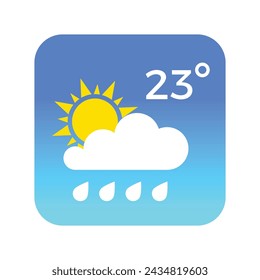 Mobile weather app interface design. Temperature, weather condition user interface generator. UI element vector icon isolated on blue gradient background