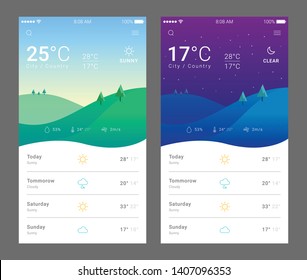 Mobile Weather Application UI - Vector