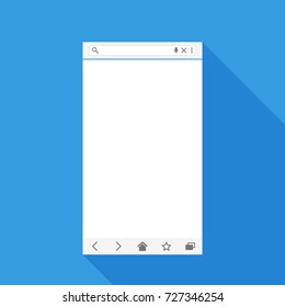 Mobile Web Browser View Form For Web Application. Blank Template With Long Shadow