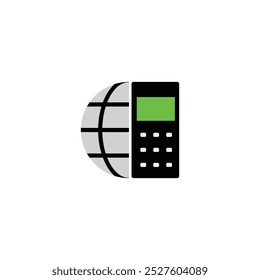 Icono o Web de la calculadora móvil sobre fondo blanco.