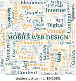 Mobile Web Design word cloud. Wordcloud made with text only.