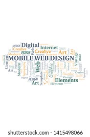 Mobile Web Design word cloud. Wordcloud made with text only.