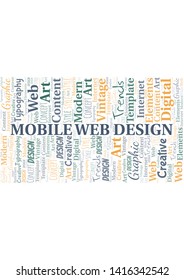 Mobile Web Design word cloud. Wordcloud made with text only.