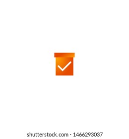 Mobile and Web Orange Color Gradient Icon for User Interface Design - Record, Save, Submission Approved