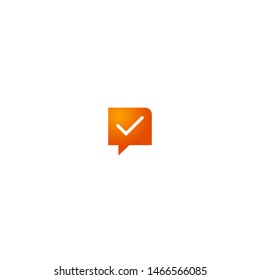 Mobile and Web Orange Color Gradient Icon for User Interface Design - Message Dialogue Box Approved Saved