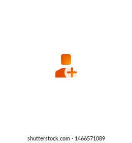 Mobile and Web Orange Color Gradient Icon for User Interface Design - Add User People Team