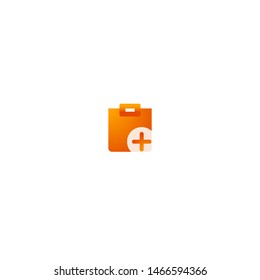 Mobile and Web Orange Color Gradient Icon for User Interface Design - Add Task Clip Board Button Variant 1