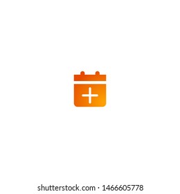 Mobile and Web Orange Color Gradient Icon for User Interface Design - Add  Create New Calendar Event button variant 1