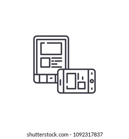 Mobile web page linear icon concept. Mobile web page line vector sign, symbol, illustration.