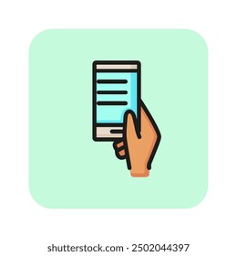 Icono de línea de Sitio web móvil. Tecnología, vida moderna, internet. Concepto móvil. La Ilustración vectorial se puede utilizar para temas como Internet, navegación por Web, tecnología