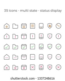 Mobile Web UI Icon Vector Set - multi state status display - 2 color combo - copper - grey
