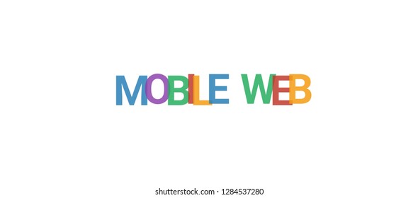 Mobile web word concept. Colorful "Mobile web" on white background. Use for cover, banner, blog.