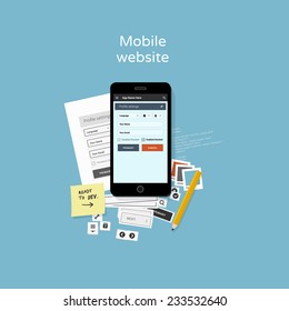 Mobile Website Development - Flat Design Illustration