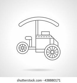 Mobile wheel shop or kiosk for street trade coffee and ice cream. Single flat thin line style vector icon