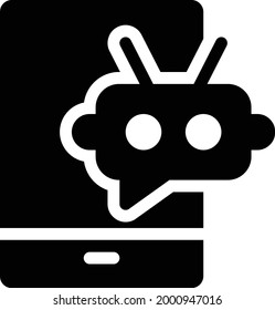 mobile with white background. mobile  is a symbol of artificial intelligence.glyph flat icon.