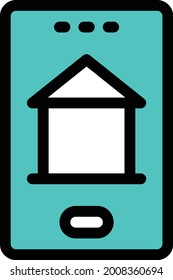 mobile with white background. mobile is a symbol of banking .colour line icon.