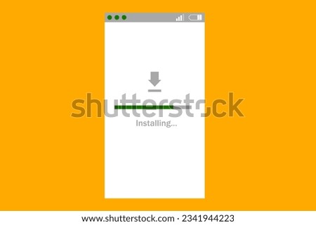 mobile white web station with down arrow, green download line and 