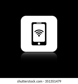 mobile wi-fi - black vector icon on the white button