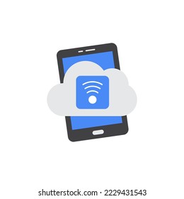 Mobile Wifi cloud computing icon in color, isolated on white background 