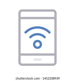 mobile wifi colour line vector icon