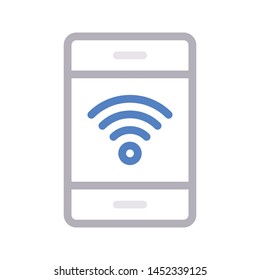 mobile wifi colour line vector icon