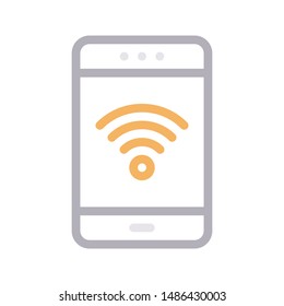 mobile wifi colour line vector icon